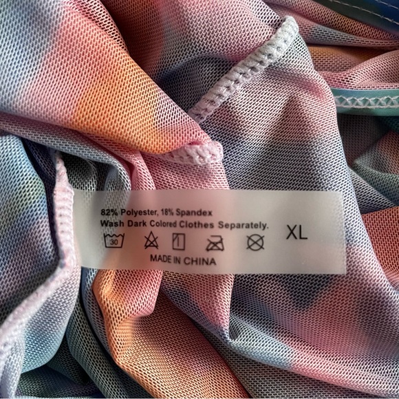 Tie Dye Marbled Halter Cheeky Bikini Set Sz XL - Picture 5 of 5